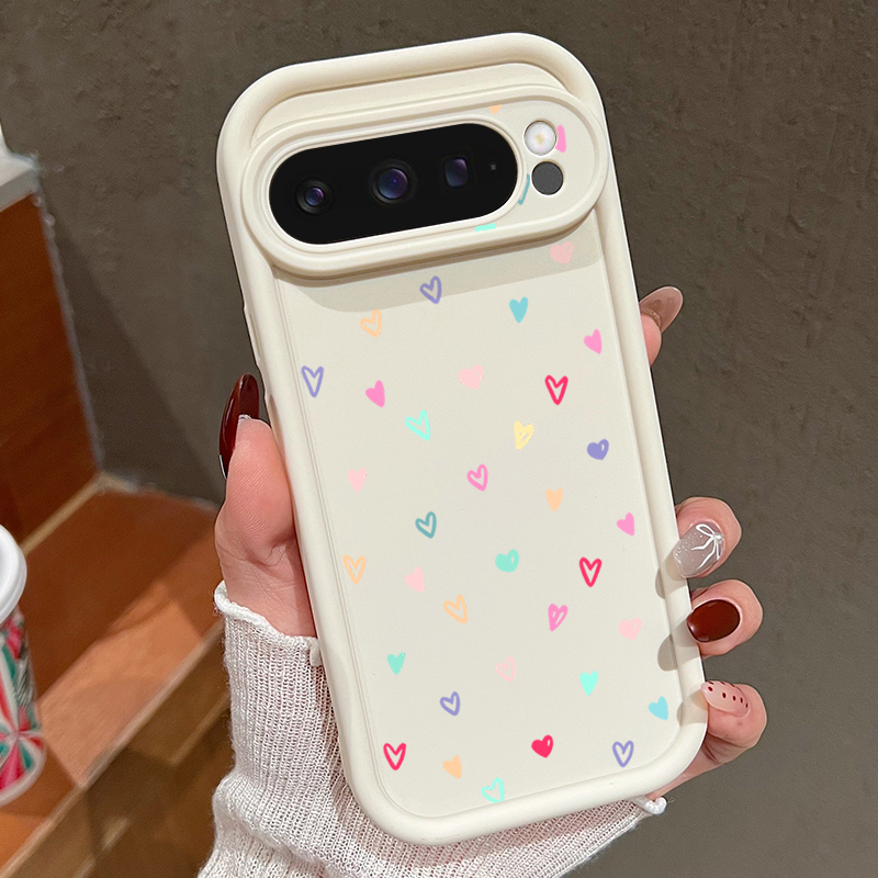 Google Pixel 8A - Funda blanda colorida de corazones pequeños